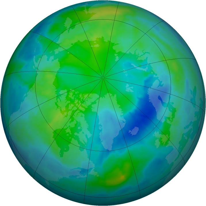 Arctic ozone map for 14 October 2013